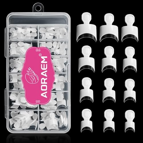 AORAEM 120 PCS Short French White Acrylic Nail Tips - Clear & White Press On False Nails for Women, 12 Sizes - görsel 2