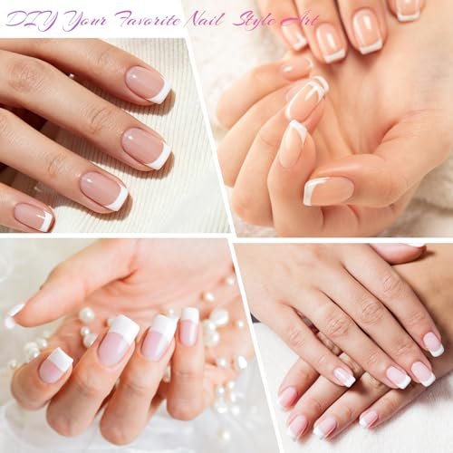 AORAEM 120 PCS Short French White Acrylic Nail Tips - Clear & White Press On False Nails for Women, 12 Sizes - görsel 12