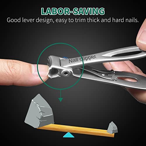 SZHLUX Ultra Wide Jaw Opening Nail Clippers Set - Stainless Steel Fingernail and Toenail Cutter for Thick Nails, Ingrown Nails, Men & Women - Silver - görsel 14