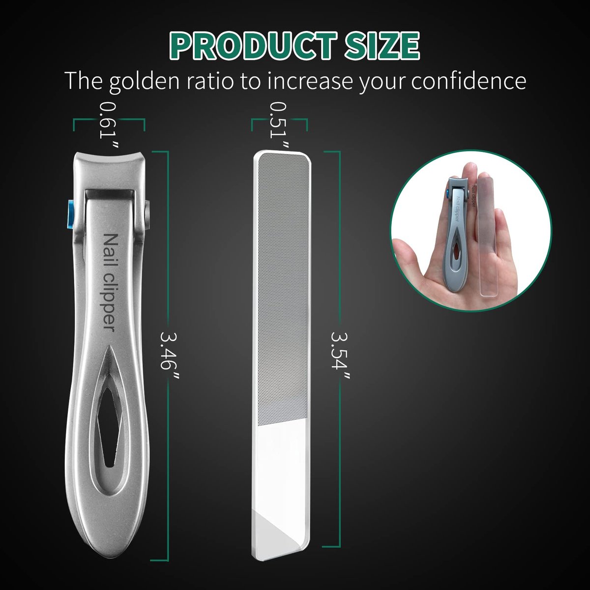 SZHLUX Ultra Wide Jaw Opening Nail Clippers Set - Stainless Steel Fingernail and Toenail Cutter for Thick Nails, Ingrown Nails, Men & Women - Silver - görsel 7