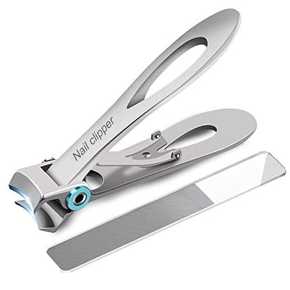 SZHLUX Ultra Wide Jaw Opening Nail Clippers Set - Stainless Steel Fingernail and Toenail Cutter for Thick Nails, Ingrown Nails, Men & Women - Silver