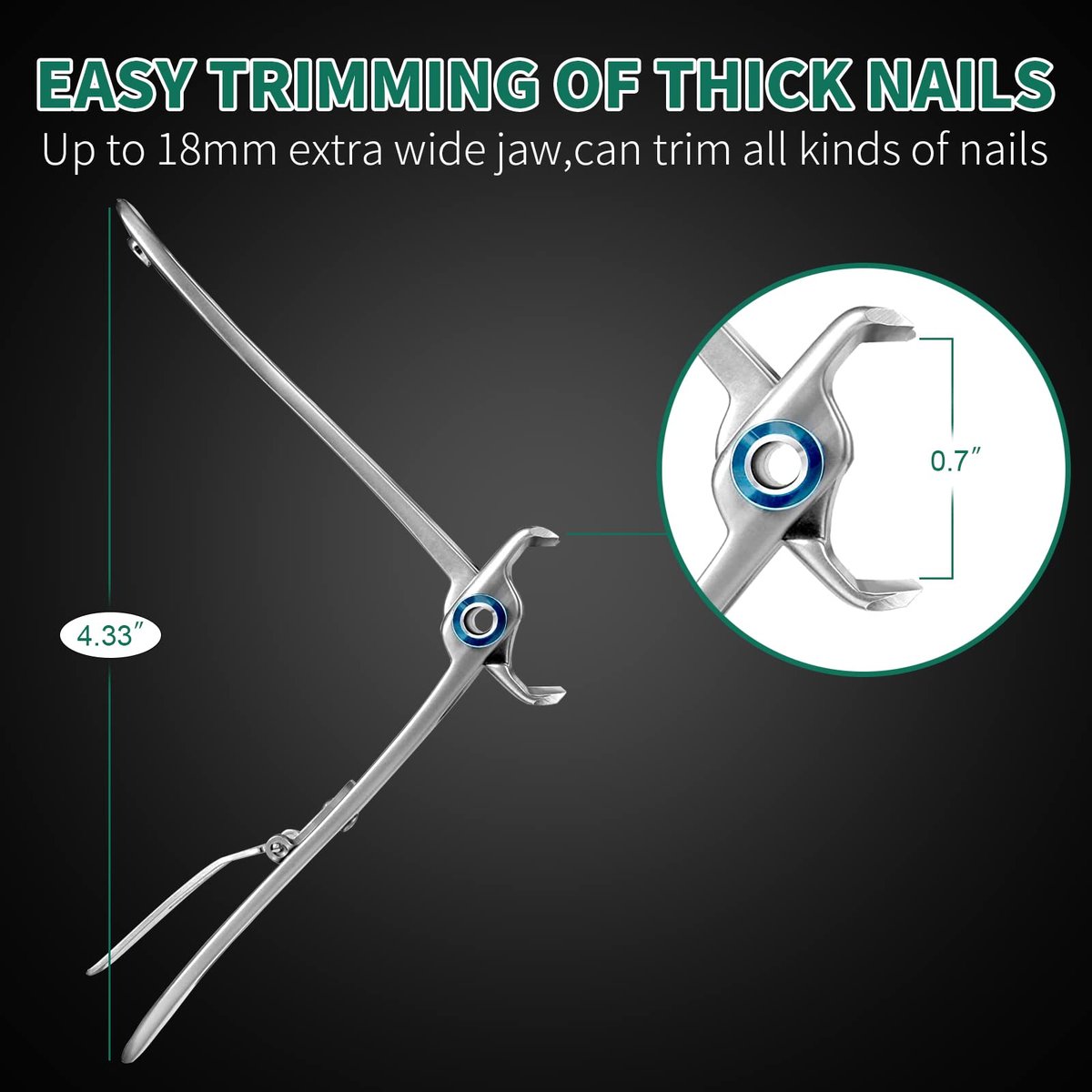 SZHLUX Ultra Wide Jaw Opening Nail Clippers Set - Stainless Steel Fingernail and Toenail Cutter for Thick Nails, Ingrown Nails, Men & Women - Silver - görsel 11