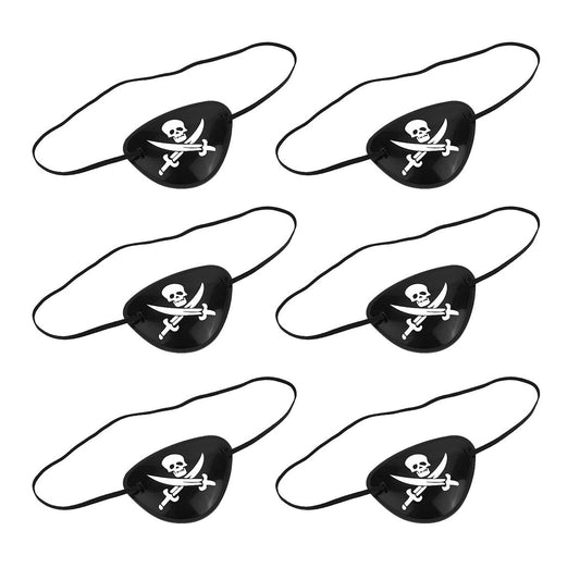 Prasacco 6 Pack Black Pirate Eye Patch – 3D Adjustable One Eye Skull Patch for Adults & Kids – Halloween Pirate Costume Accessory