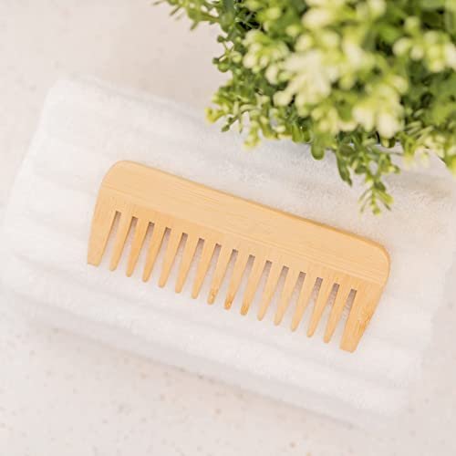 Mnixy Wide-Tooth Bamboo Hair Detangling Comb - Anti-Static, No Handle, Large for Long Hair - görsel 5