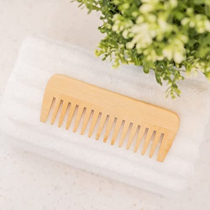 Mnixy Wide-Tooth Bamboo Hair Detangling Comb - Anti-Static, No Handle, Large for Long Hair