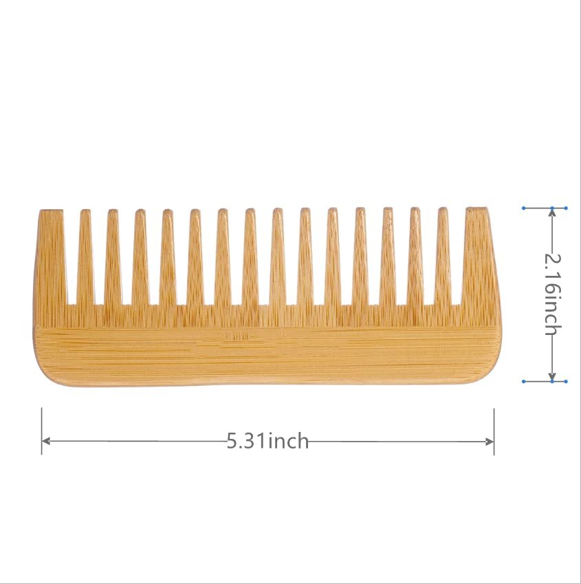 Mnixy Wide-Tooth Bamboo Hair Detangling Comb - Anti-Static, No Handle, Large for Long Hair - görsel 3