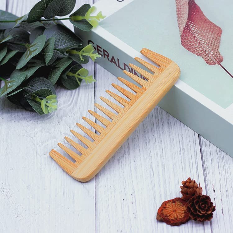 Mnixy Wide-Tooth Bamboo Hair Detangling Comb - Anti-Static, No Handle, Large for Long Hair - görsel 9