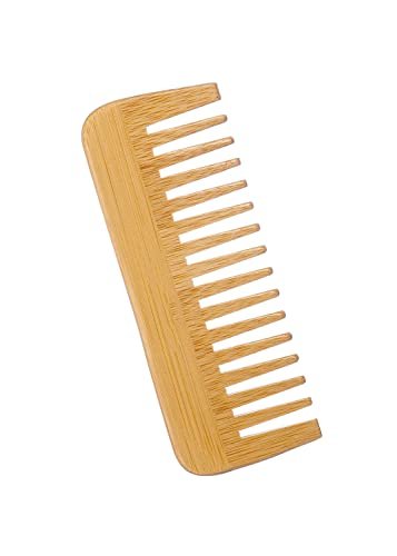 Mnixy Wide-Tooth Bamboo Hair Detangling Comb - Anti-Static, No Handle, Large for Long Hair - görsel 2