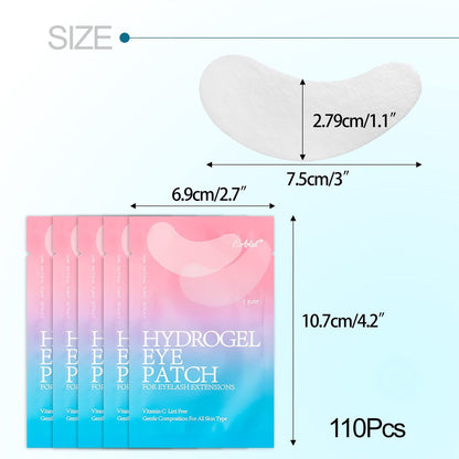 110 Pairs C. ARTIST 100% Natural Eyelash Extension Under Eye Gel Pads - Collagen & Aloe Vera Hydrogel Eye Patches Kit for Lash Techs Avelisse