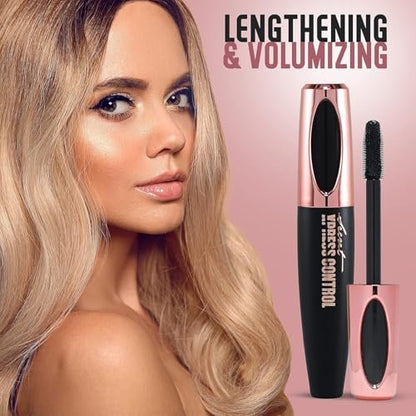 Secret Xpress Control Silk Fiber Mascara 4D – Lengthening & Thickening, Long Lasting & Smudge-Proof (2-Pack, Black) Avelisse