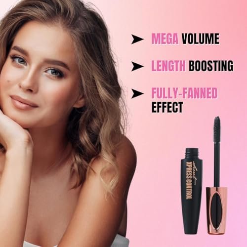 Secret Xpress Control Silk Fiber Mascara 4D – Lengthening & Thickening, Long Lasting & Smudge-Proof (2-Pack, Black) Avelisse
