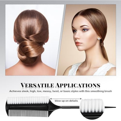2 Pcs Black Smoothing and Sectioning Brush Set - Double-Sided Comb for Edge Teasing, Parting, and Ballroom Dancing Hairstyling Avelisse