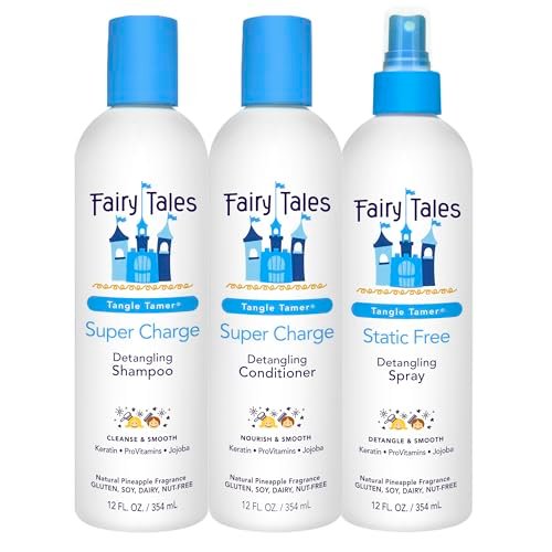 Fairy Tales Tangle Tamer Detangling Shampoo, Conditioner & Spray for Kids - Ultra Moisturizing, Anti-Frizz, Paraben & Sulfate Free - 12 oz (3-Pack) Avelisse