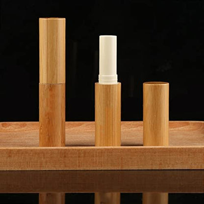 Vipolish 3Pcs 3ml Natural Bamboo Lip Balm Tubes - Empty Refillable DIY Lipstick Tube Holder Cosmetic Lipstick Gloss Containers