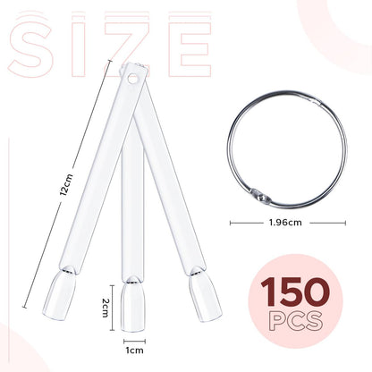 AZUREBEAUTY 150 Pcs Clear Nail Color Sticks, Fan Shape Nail Art Polish Display Tips, False Nail Sample Sticks, Nail Practice Color Display, Transparent Polish Board, Nail Art Tools Set
