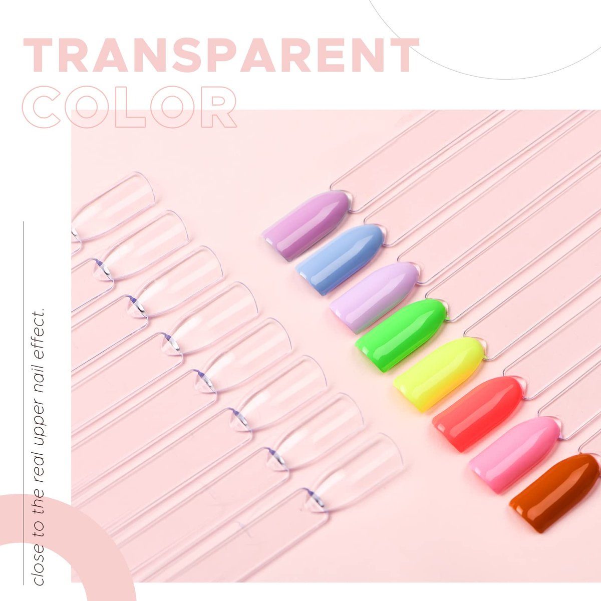 AZUREBEAUTY 150 Pcs Clear Nail Color Sticks, Fan Shape Nail Art Polish Display Tips, False Nail Sample Sticks, Nail Practice Color Display, Transparent Polish Board, Nail Art Tools Set - görsel 5