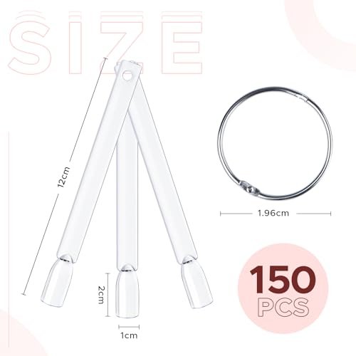 AZUREBEAUTY 150 Pcs Clear Nail Color Sticks, Fan Shape Nail Art Polish Display Tips, False Nail Sample Sticks, Nail Practice Color Display, Transparent Polish Board, Nail Art Tools Set - görsel 12