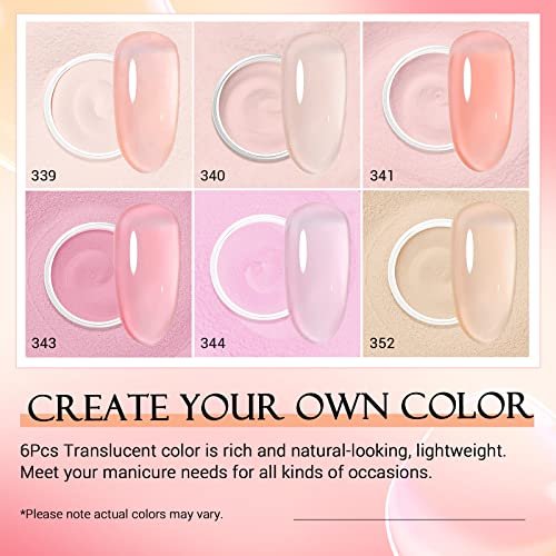 AZUREBEAUTY Dip Powder Set 6 Pcs Translucent Nude Pink Sheer Color - Natural Clear Dipping Powder Milky Jelly Effect for French Nail Art, Starter Manicure Salon DIY at Home - görsel 18