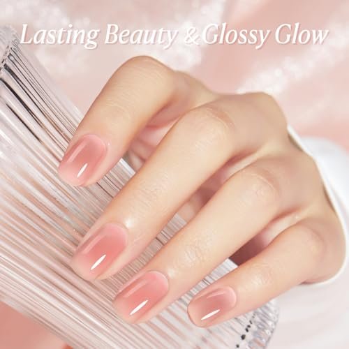 AZUREBEAUTY Dip Powder Set 6 Pcs Translucent Nude Pink Sheer Color - Natural Clear Dipping Powder Milky Jelly Effect for French Nail Art, Starter Manicure Salon DIY at Home - görsel 10