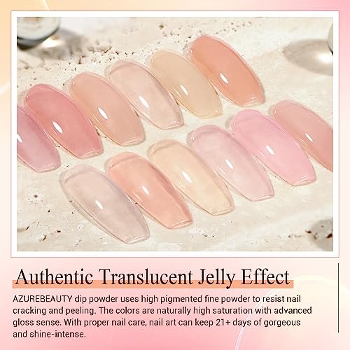 AZUREBEAUTY Dip Powder Set 6 Pcs Translucent Nude Pink Sheer Color - Natural Clear Dipping Powder Milky Jelly Effect for French Nail Art, Starter Manicure Salon DIY at Home - görsel 8