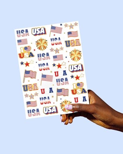 xo, Fetti Fourth of July Temporary Tattoos - 70 Patriotic Designs | Red White Blue Party Supplies for Memorial Day & Independence Day