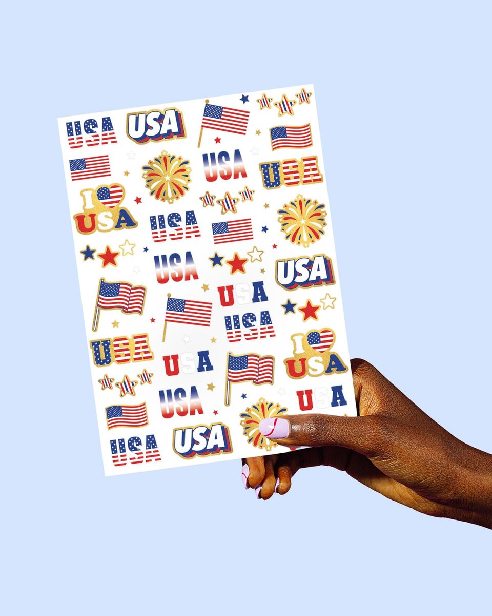 xo, Fetti Fourth of July Temporary Tattoos - 70 Patriotic Designs | Red White Blue Party Supplies for Memorial Day & Independence Day - görsel 7