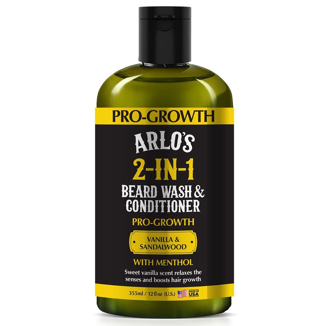 Arlo's Pro-Growth 2-in-1 Beard Wash and Conditioner - Vanilla Sandalwood with Menthol, 12 oz - görsel 1
