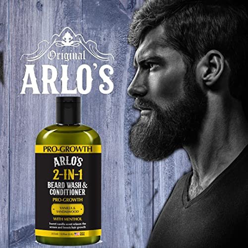 Arlo's Pro-Growth 2-in-1 Beard Wash and Conditioner - Vanilla Sandalwood with Menthol, 12 oz - görsel 8