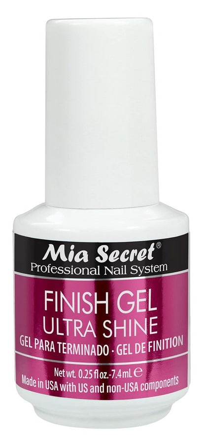 Mia Secret Finish Gel Mini Top Coat - Ultra Shine High Gloss for Gel or Acrylic Nails (0.25 Fl Oz)