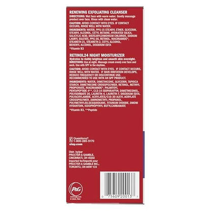 Olay Retinol 24 Duo Pack: Fragrance-Free Exfoliating Cleanser & Night Moisturizer Avelisse