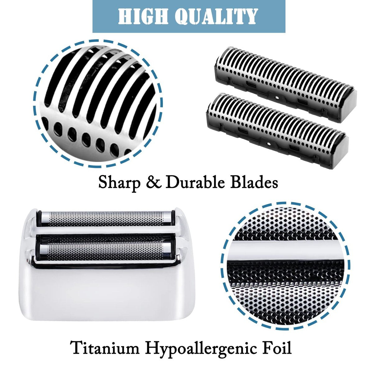 Replacement Foil & Cutters Compatible with BaBylissPRO FXFS2 FXFS2G Double Foil Shaver – Silver - görsel 5