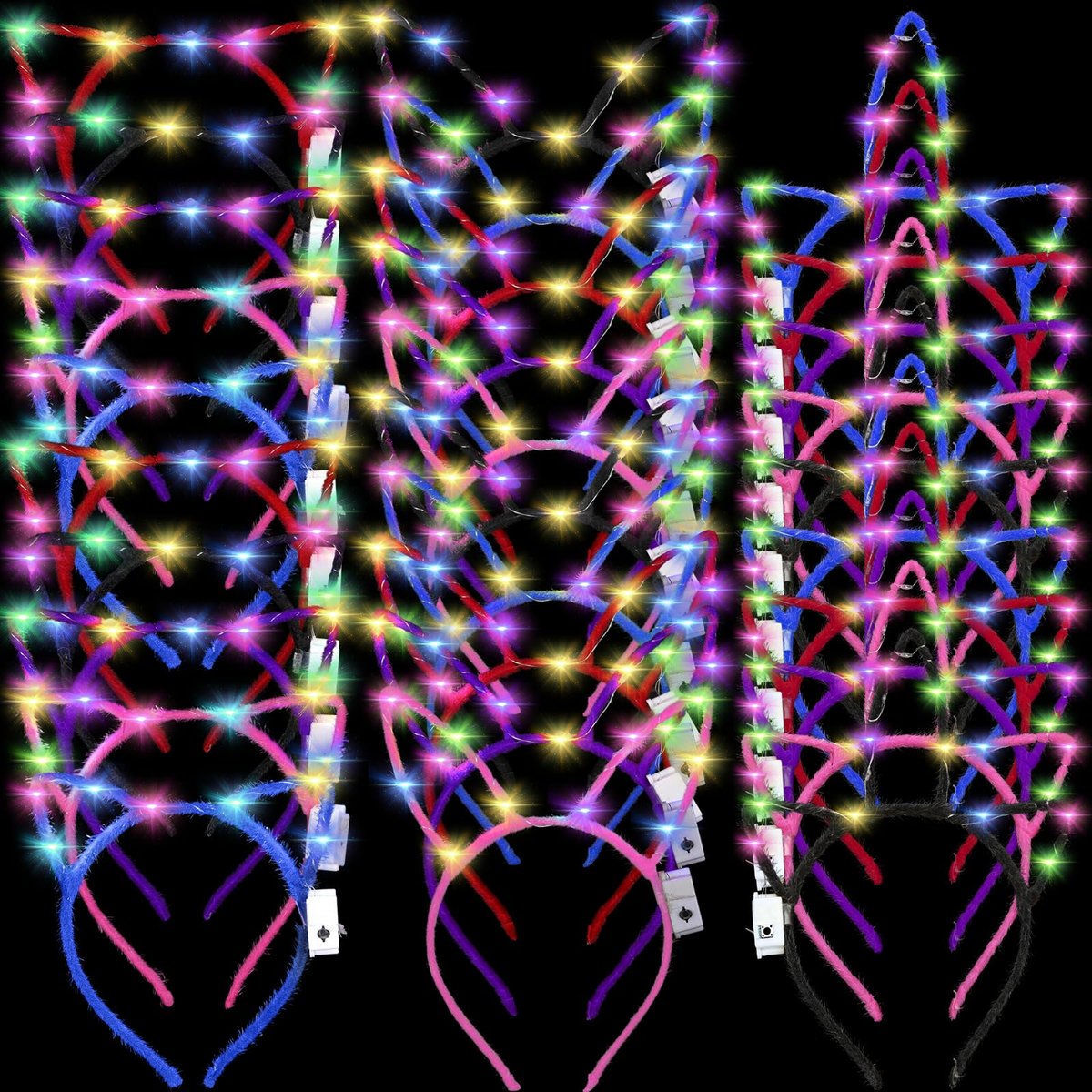 Giegxin 42 Pcs Glow in the Dark Headband Set - Unicorn Cat Ear Luminous Bunny Headbands for Party Favors (Short Hair Style) - görsel 1
