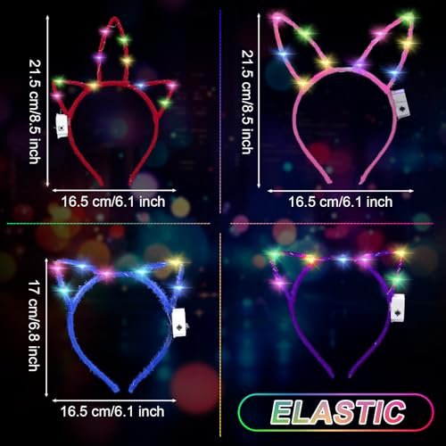 Giegxin 42 Pcs Glow in the Dark Headband Set - Unicorn Cat Ear Luminous Bunny Headbands for Party Favors (Short Hair Style) - görsel 4