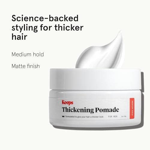 Keeps Thickening Pomade for Men – Matte Finish Medium Hold Styling Pomade with Biotin – Fuller, Thicker Looking Hair – Ethanol & Propylene Glycol Free – Travel Size 3 Oz Avelisse