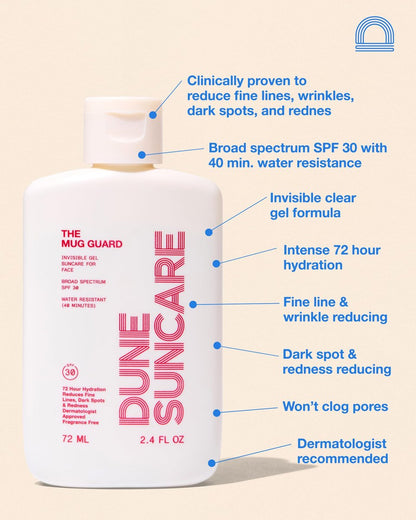 The Mug Guard Gel Sunscreen for Face - Reef Safe, Water-Resistant & Lightweight SPF 30 - Anti-Aging, Non-Greasy Sunblock with 72-Hour Hydration - Fragrance-Free (2.4 Fl Oz) Avelisse