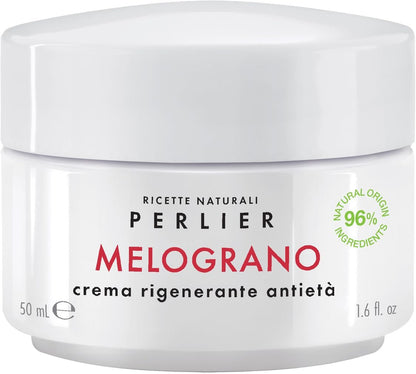 Perlier Pomegranate Revitalizing Anti-Aging Face Cream - 1.6 fl oz, Bio-Fermented Pomegranate with Vitamins C & E, Hydrating and Protective Formula, Alcohol-Free, Boosts Radiance and Skin Vitality