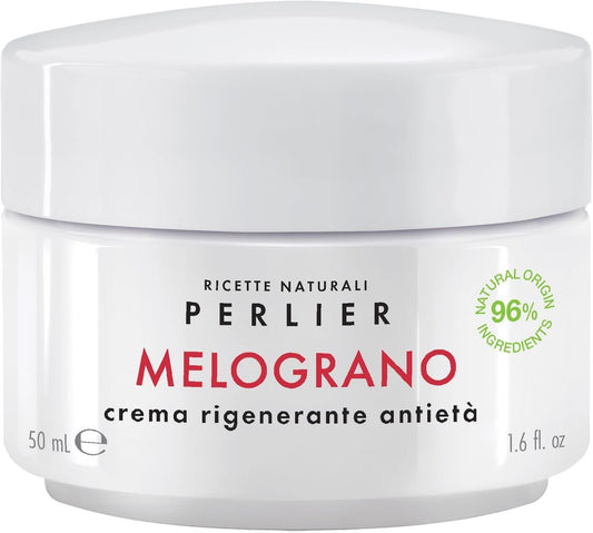 Perlier Pomegranate Revitalizing Anti-Aging Face Cream - 1.6 fl oz, Bio-Fermented Pomegranate with Vitamins C & E, Hydrating and Protective Formula, Alcohol-Free, Boosts Radiance and Skin Vitality