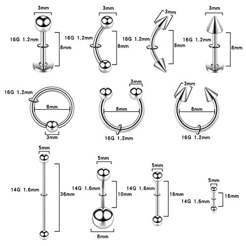 Loyal Book 104-Piece Piercing Kit – 14G & 16G Sterile Piercing Supplies for All Body Piercings (Stainless Steel Color) - görsel 8