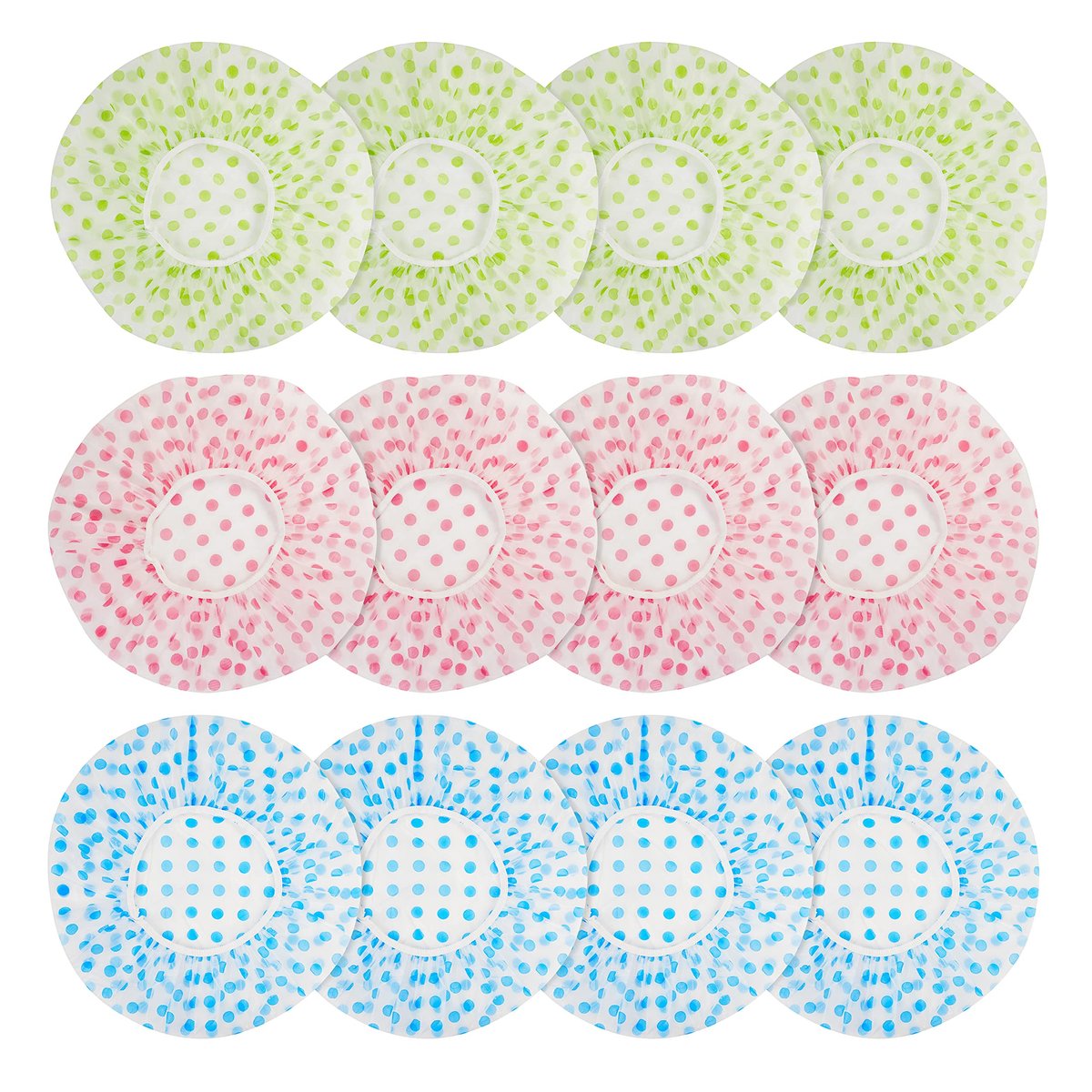 12 Pcs Plastic Shower Caps for Women – Reusable Waterproof Elastic Flower Printed Hair Caps, Large Size - görsel 1