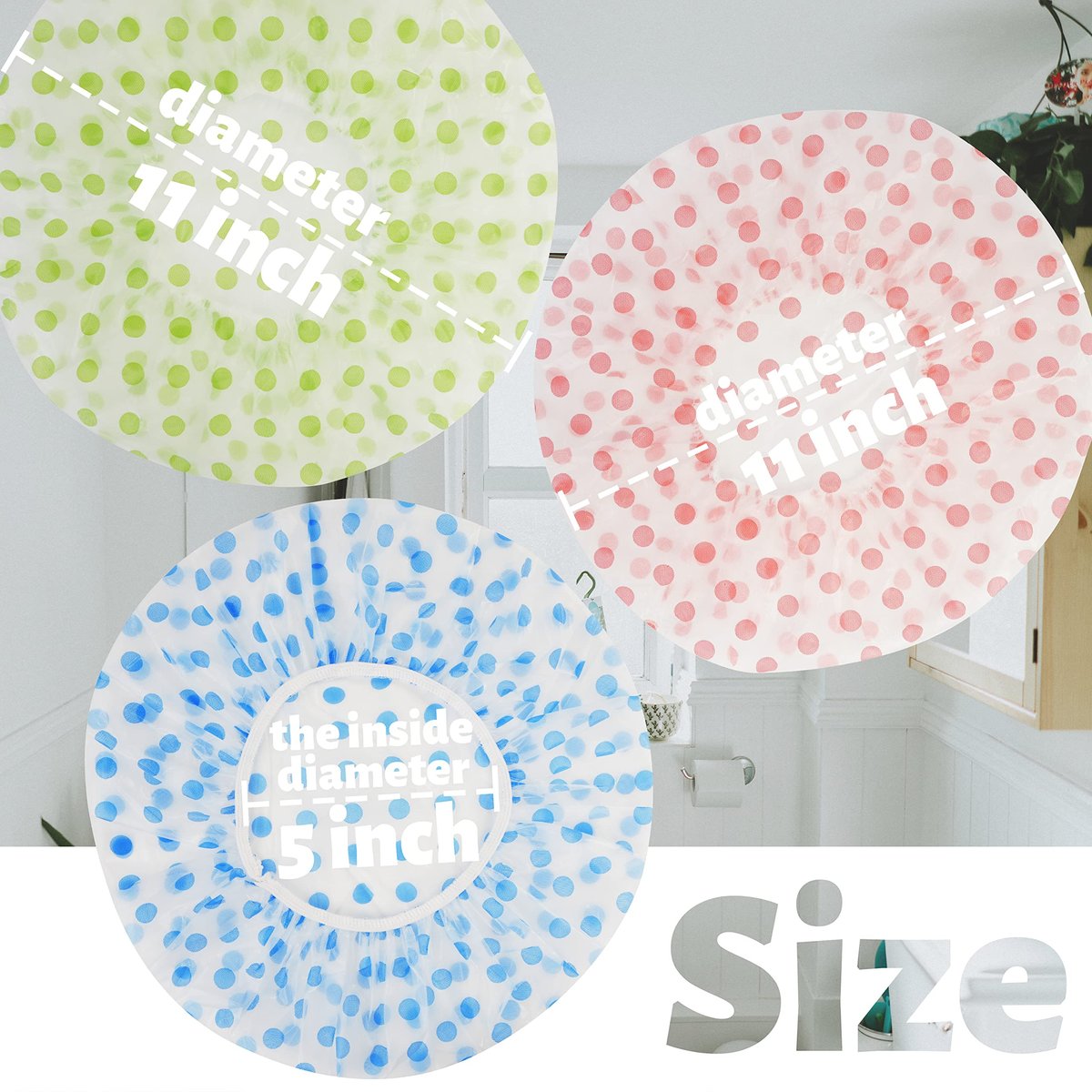 12 Pcs Plastic Shower Caps for Women – Reusable Waterproof Elastic Flower Printed Hair Caps, Large Size - görsel 11