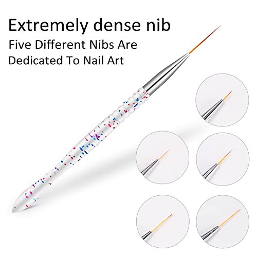 Etercycle 5-Piece Nail Art Liner Brush Set - Thin Nail Gel Polish Painting Brushes for Precise Drawing and Detailing (7/9/11/15/20mm) - görsel 8