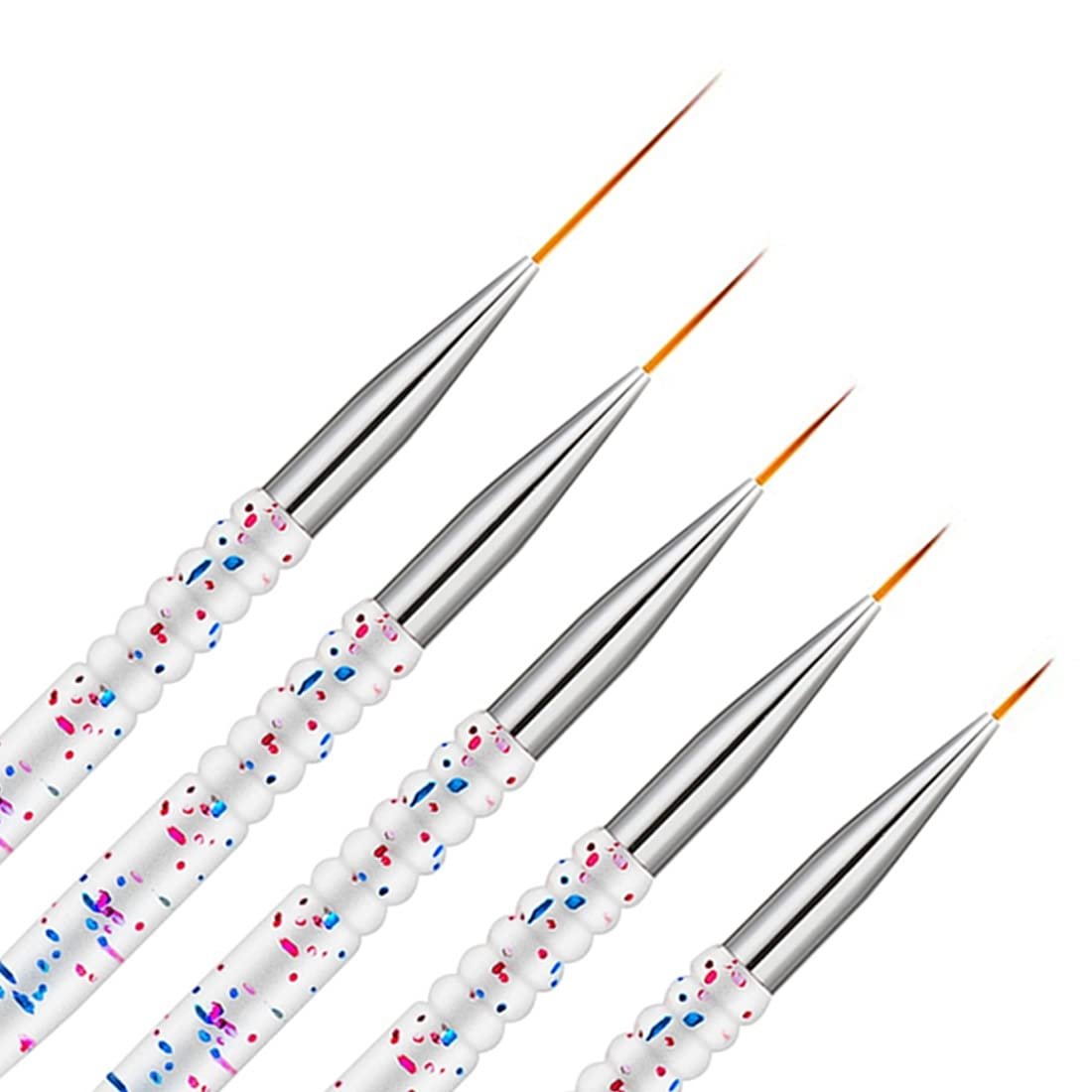 Etercycle 5-Piece Nail Art Liner Brush Set - Thin Nail Gel Polish Painting Brushes for Precise Drawing and Detailing (7/9/11/15/20mm) - görsel 1