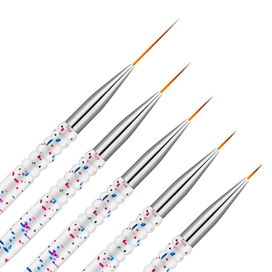 Etercycle 5-Piece Nail Art Liner Brush Set - Thin Nail Gel Polish Painting Brushes for Precise Drawing and Detailing (7/9/11/15/20mm)