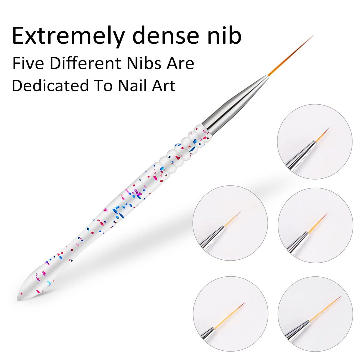 Etercycle 5-Piece Nail Art Liner Brush Set - Thin Nail Gel Polish Painting Brushes for Precise Drawing and Detailing (7/9/11/15/20mm) - görsel 7