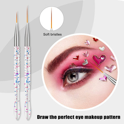 Etercycle 5-Piece Nail Art Liner Brush Set - Thin Nail Gel Polish Painting Brushes for Precise Drawing and Detailing (7/9/11/15/20mm)