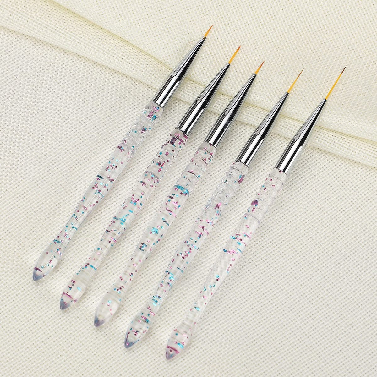 Etercycle 5-Piece Nail Art Liner Brush Set - Thin Nail Gel Polish Painting Brushes for Precise Drawing and Detailing (7/9/11/15/20mm) - görsel 3