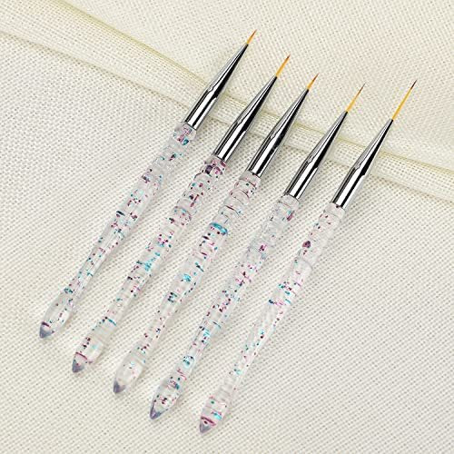 Etercycle 5-Piece Nail Art Liner Brush Set - Thin Nail Gel Polish Painting Brushes for Precise Drawing and Detailing (7/9/11/15/20mm) - görsel 4