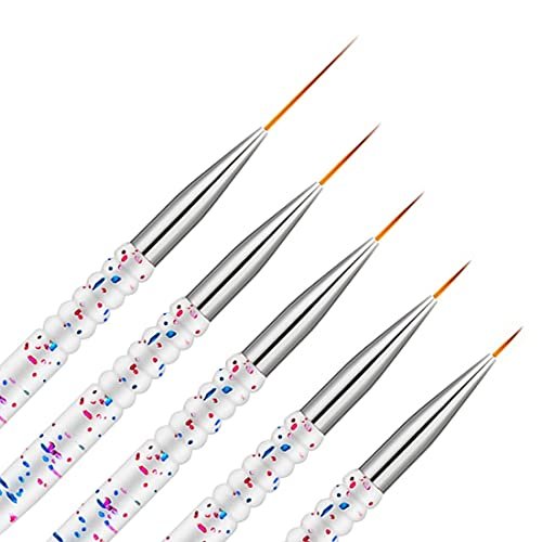 Etercycle 5-Piece Nail Art Liner Brush Set - Thin Nail Gel Polish Painting Brushes for Precise Drawing and Detailing (7/9/11/15/20mm) - görsel 2
