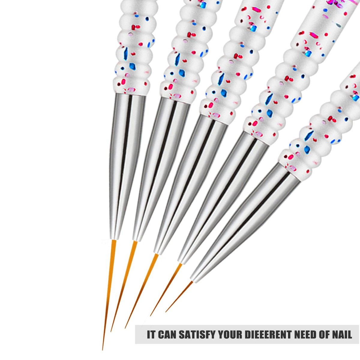 Etercycle 5-Piece Nail Art Liner Brush Set - Thin Nail Gel Polish Painting Brushes for Precise Drawing and Detailing (7/9/11/15/20mm) - görsel 9