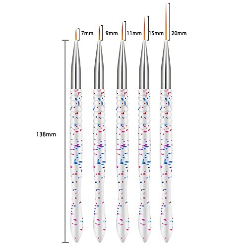 Etercycle 5-Piece Nail Art Liner Brush Set - Thin Nail Gel Polish Painting Brushes for Precise Drawing and Detailing (7/9/11/15/20mm) - görsel 6